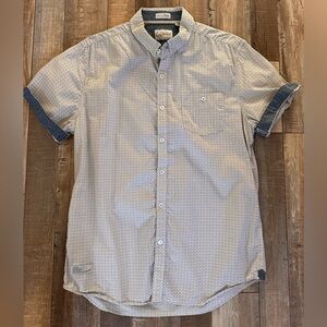 7 Diamonds Men's Vintage Button Down Shirt -‎ White with Multicolor Design